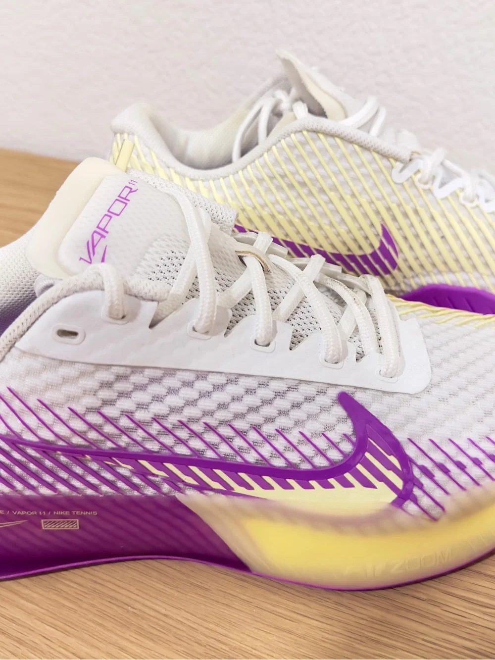 Nike White, Purple & Yellow Flyknit Running Shoe